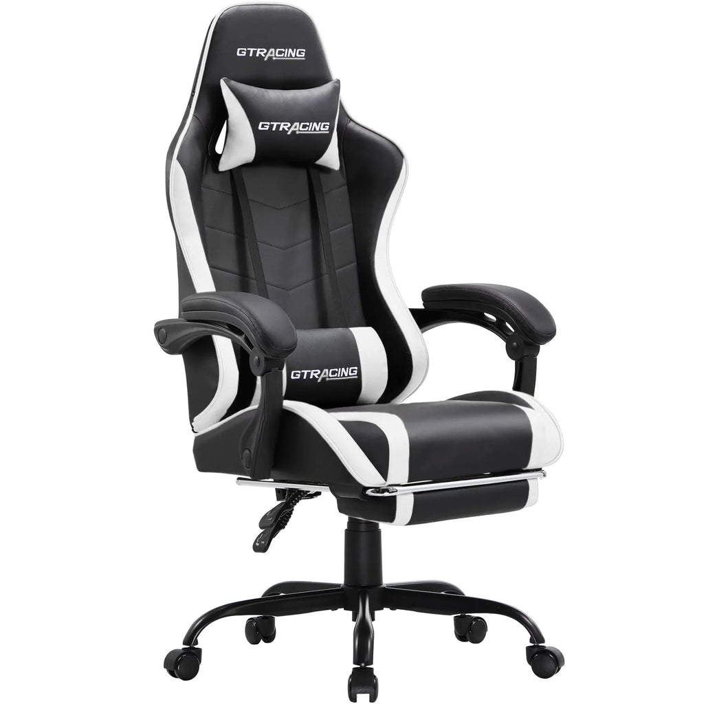 White Gaming Chair with Footrest U999306