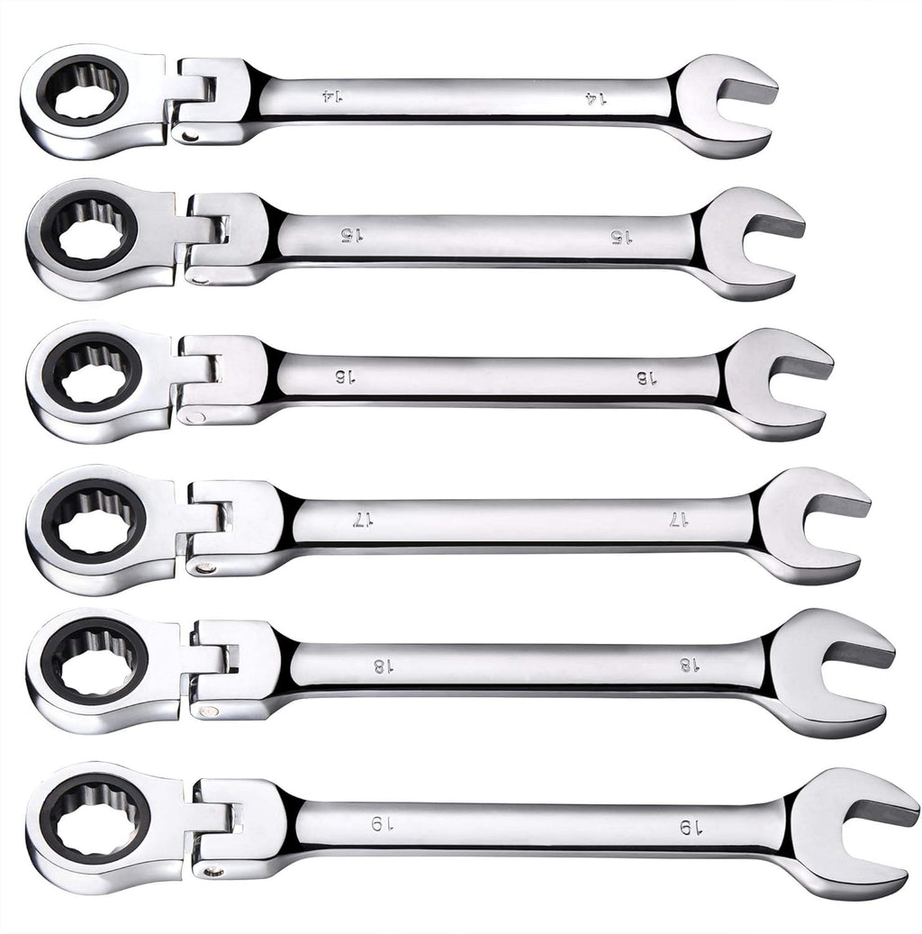 12pc 8-19mm Metric Movable Head Ratchet Wrench Combination Set Q327