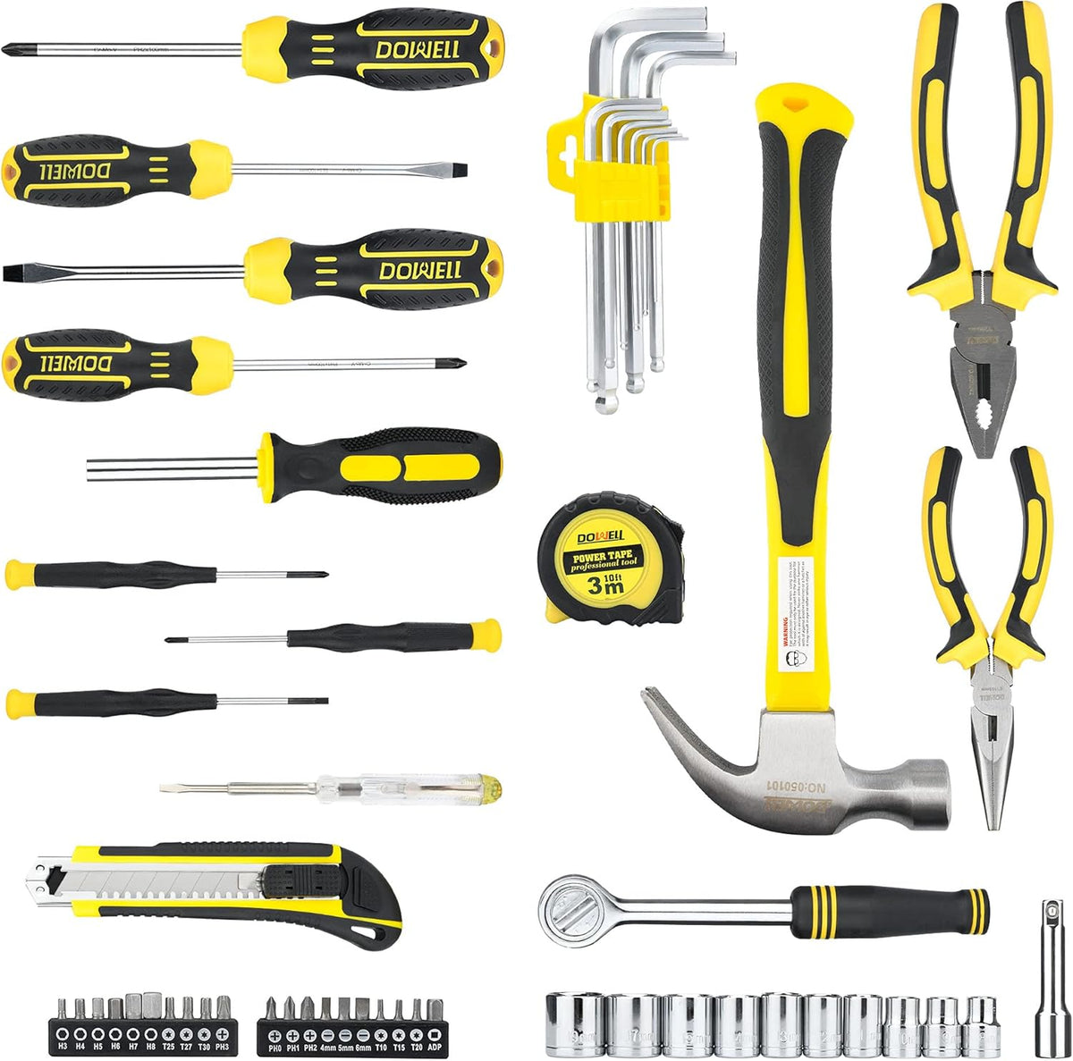 61-Piece Mechanic Tool Set with Plastic Tool Box Storage Case S1526