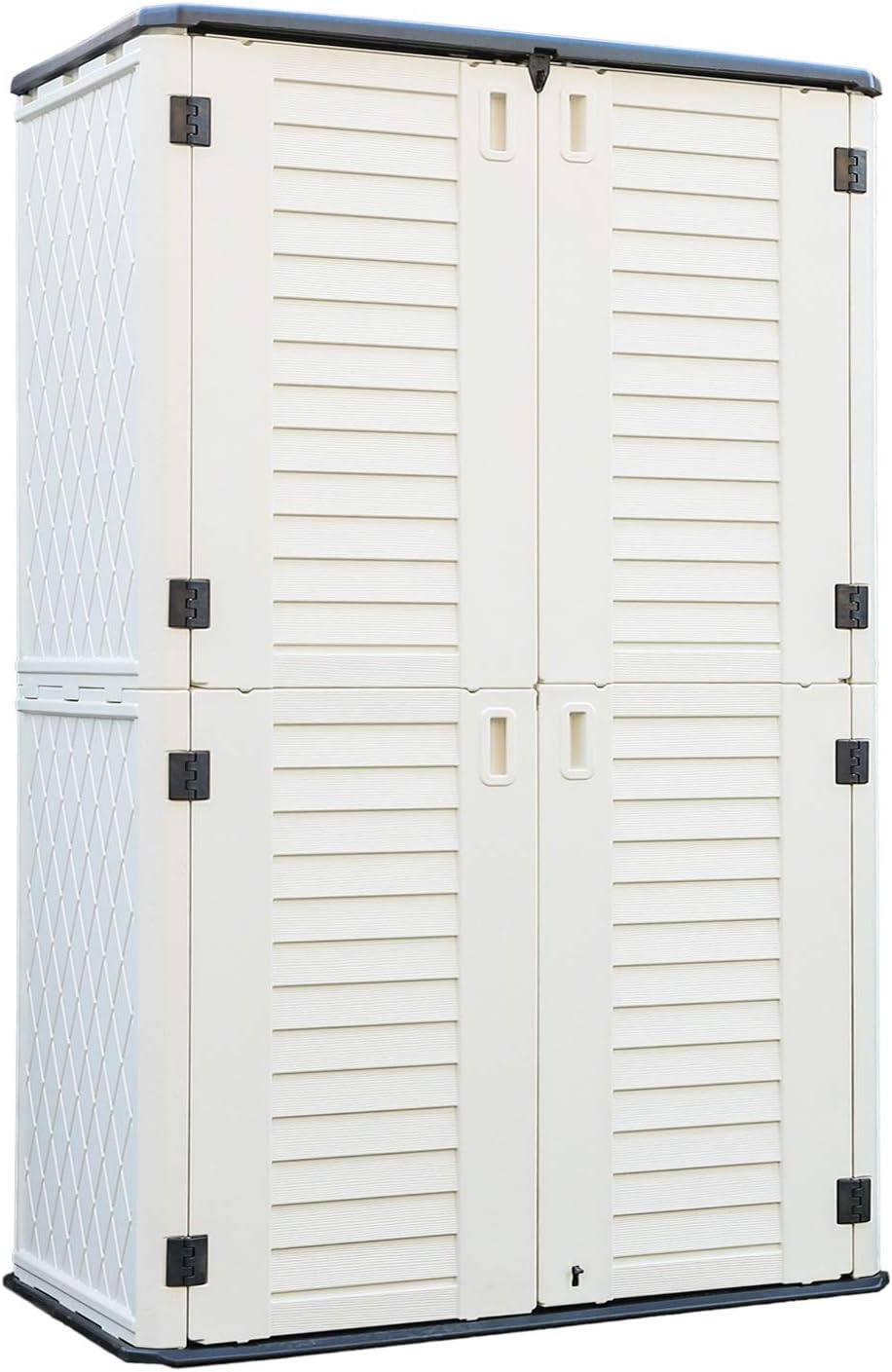 Vertical Storage Shed Outdoor Tool Storage Cabinet (Ivory White, 51.6 Cubic Feet) S27851