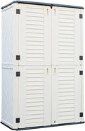 Vertical Storage Shed Outdoor Tool Storage Cabinet (Ivory White, 51.6 Cubic Feet) S27851