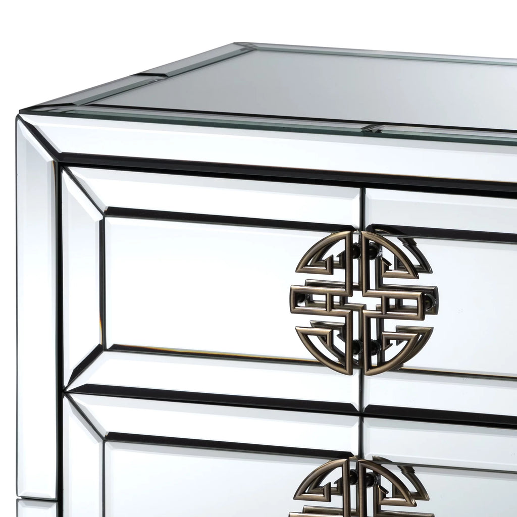 Mirrored Antique Bronze 3-Drawer End Table K45440