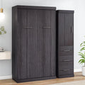 Gray Foldable Storage Bed with Wardrobe and Drawers B69359