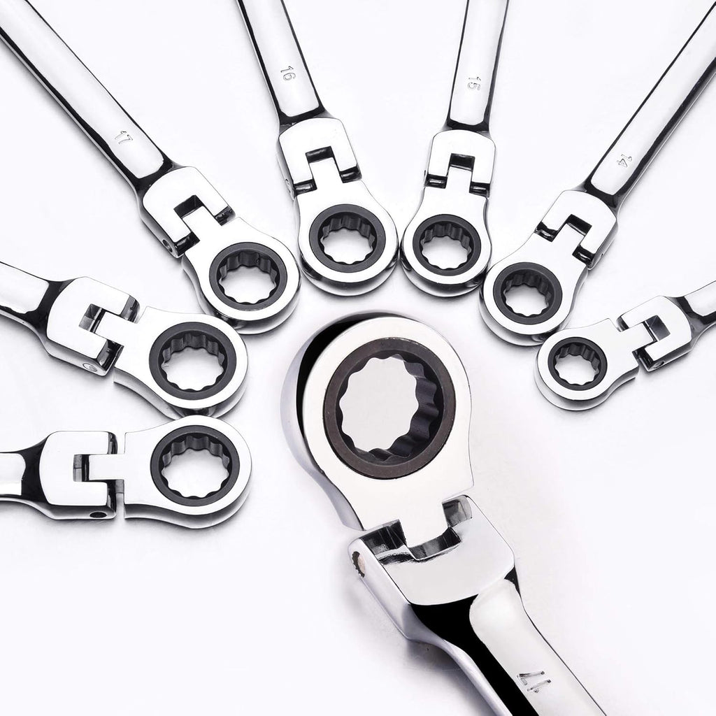12pc 8-19mm Metric Movable Head Ratchet Wrench Combination Set Q327