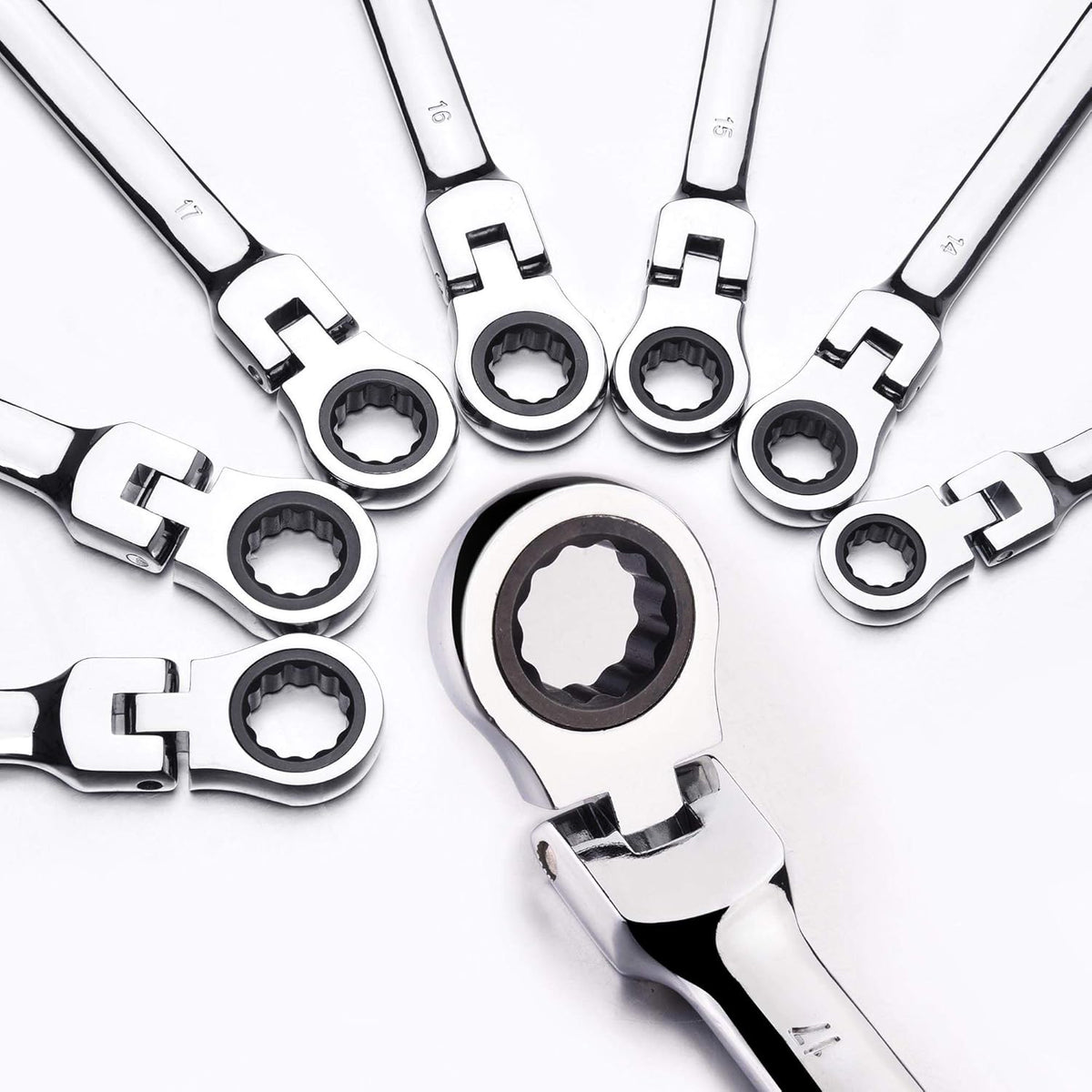 12pc 8-19mm Metric Movable Head Ratchet Wrench Combination Set Q327