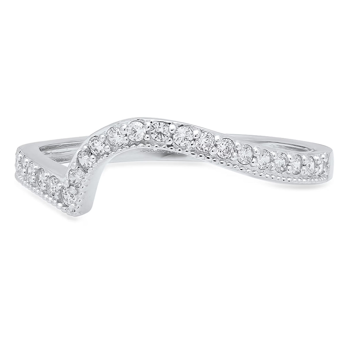 0.16 ct Round Cut Natural Diamond VS1-VS2 J-K Solid 18K White Gold Stackable Ring L95499