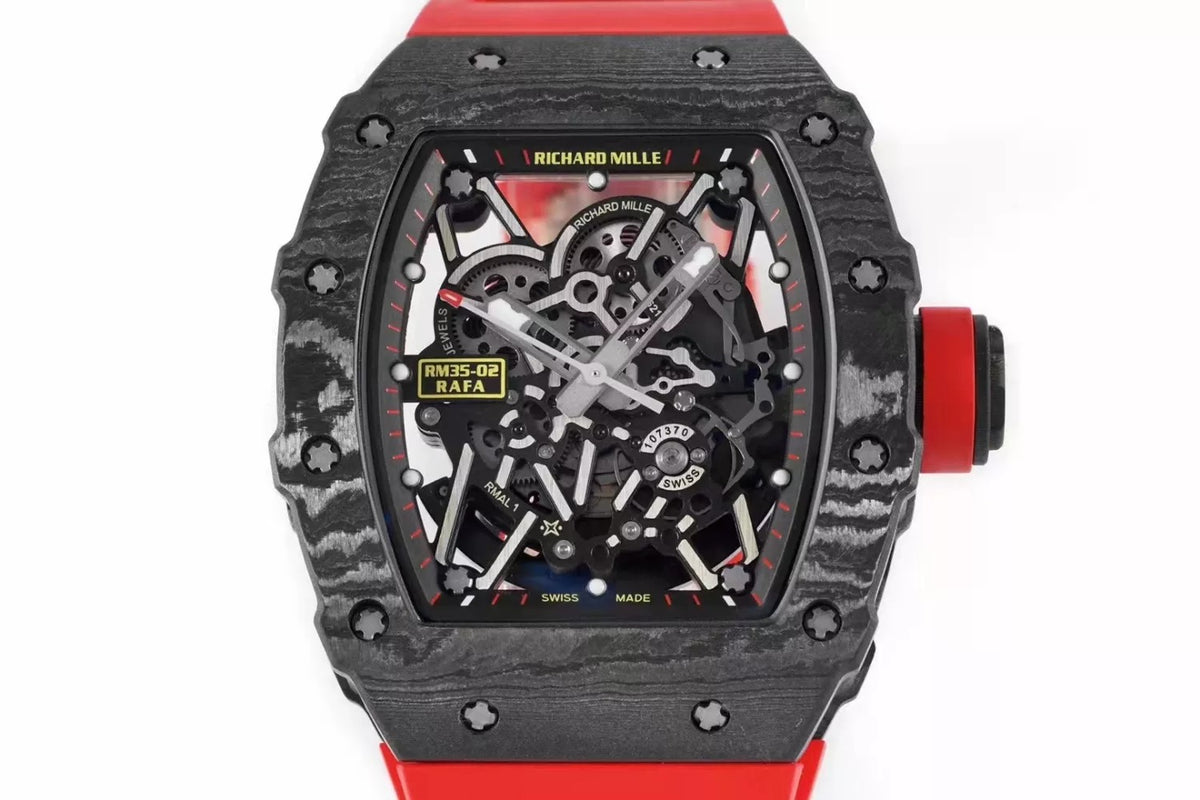 Black Bezel Red Markers Red Rubber Strap D4151