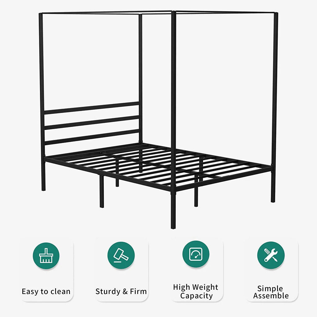 14 Inch Metal Canopy Bed Frame Black Full Size B28768