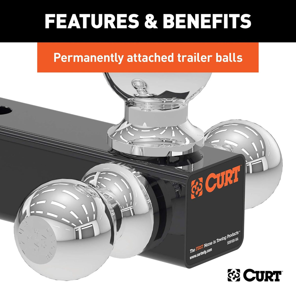 Adjustable Trailer Hitch Ball Mount Head with 3 Balls Pack of 2 Y498
