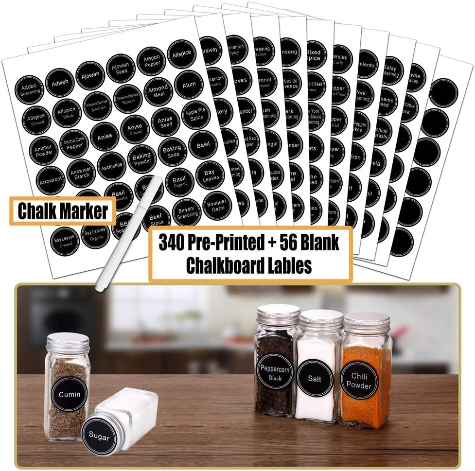 72 Empty Square Spice Jars Spice Rack Organizer with Labels and Funnel B744723