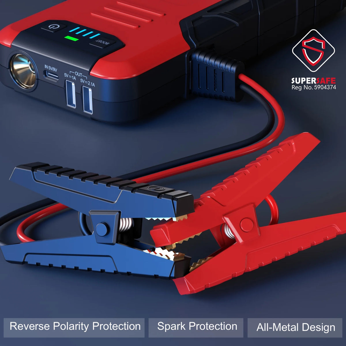 4500A Peak 12V Car Battery Jump Starter with USB Quick Charge R7373