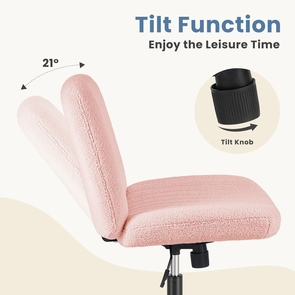 Armless Criss Cross Legged Adjustable Swivel Padded Fabric Office Chair Q937726
