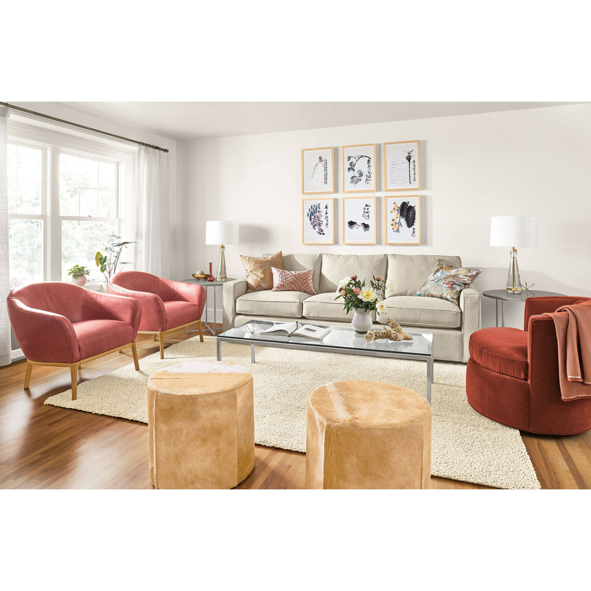 Round End Table 18 Diameter 22H in Stainless Steel with Ecru Quartz Top D21464