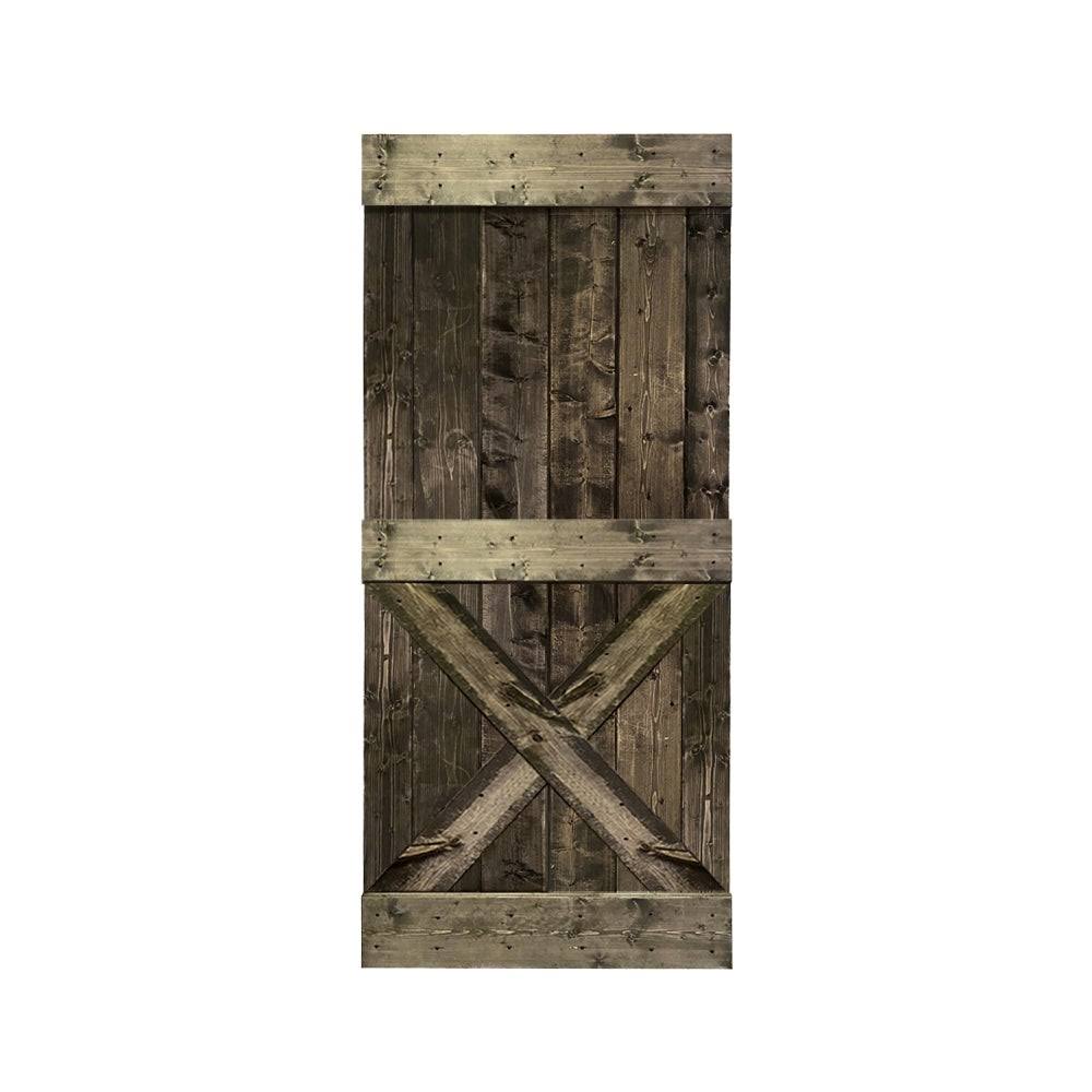 Charcoal Black Solid Knotty Pine Wood Interior Sliding Barn Door Slab G667