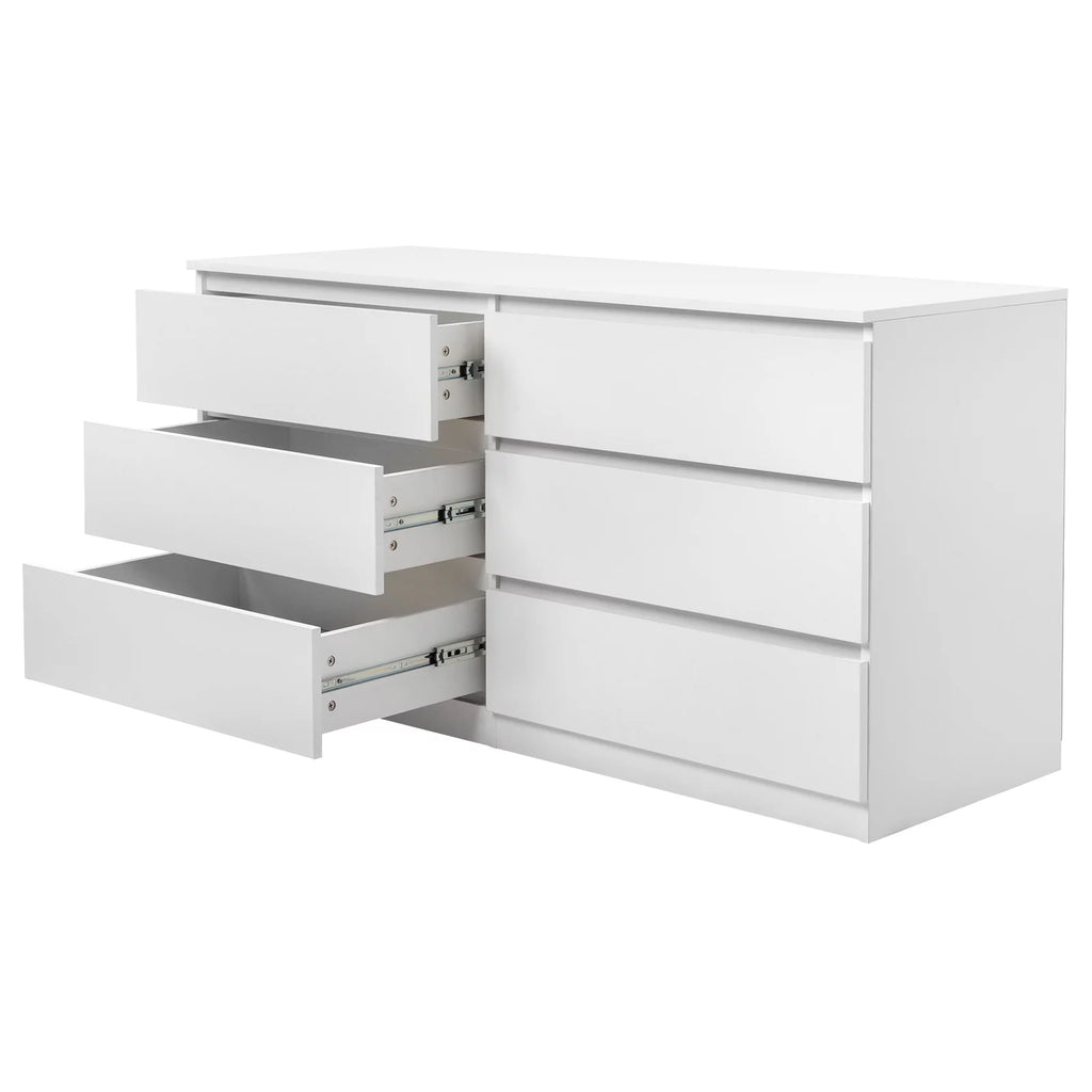 White 6 Drawer Double Dresser Y7425