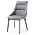 Gray Faux Leather Dining Chair with Solid Wood Legs I6757