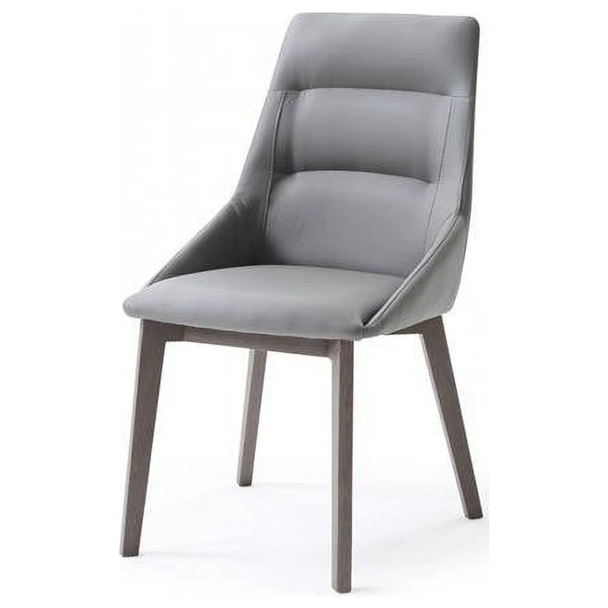 Gray Faux Leather Dining Chair with Solid Wood Legs I6757