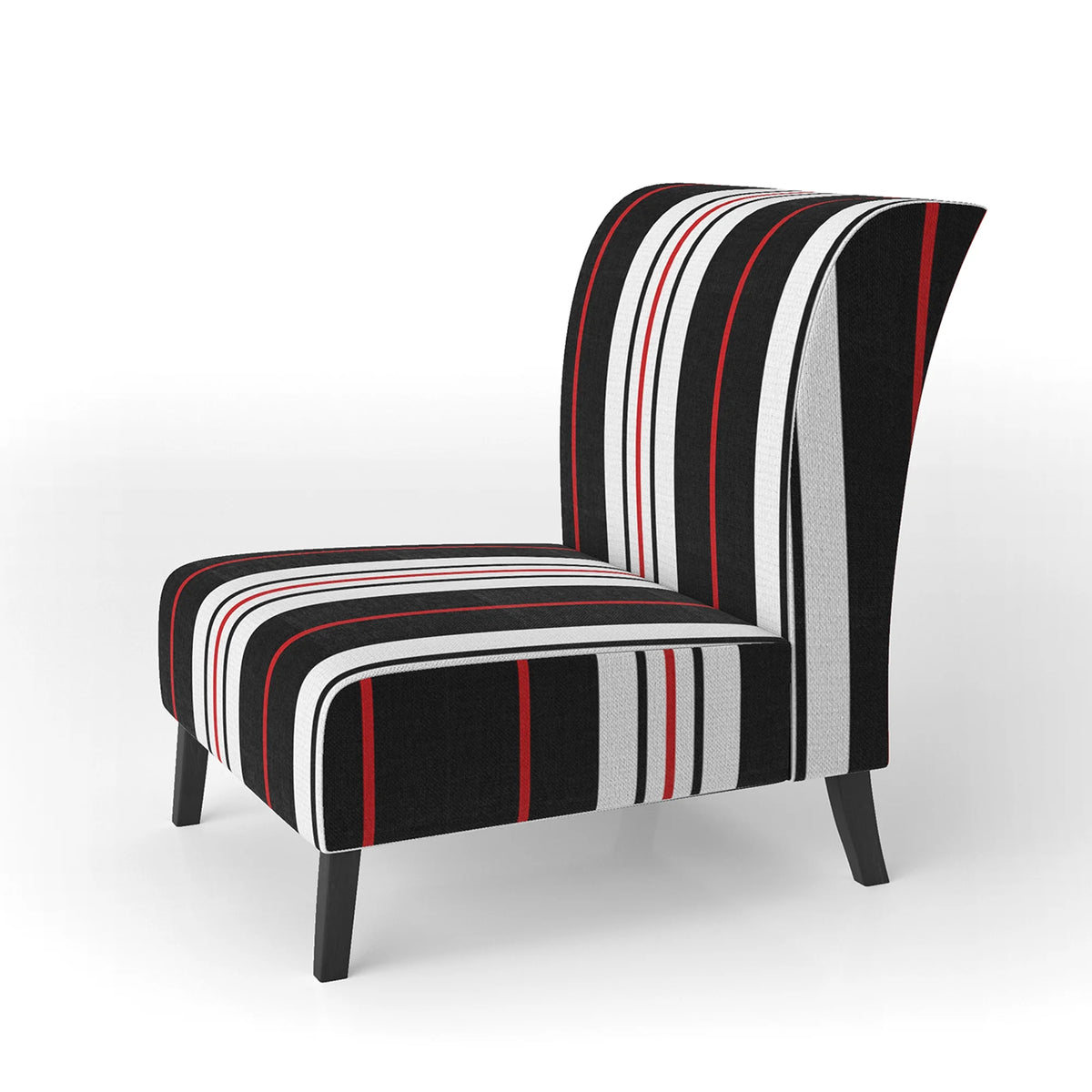 Black and White Striped Pattern Upholstered Accent Chair M337