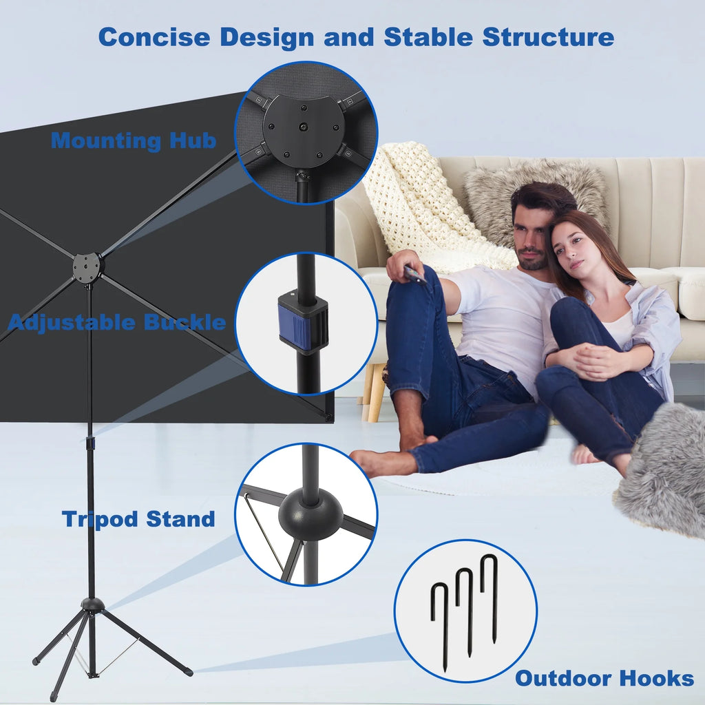 Portable Projector Screen with Stand, 80 Inch 16:9 Tripod Projection Screen I915