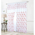 Floral Embroidered Rod Pocket Window Panel with Valance, White/Red, 54x90 Inches D66145