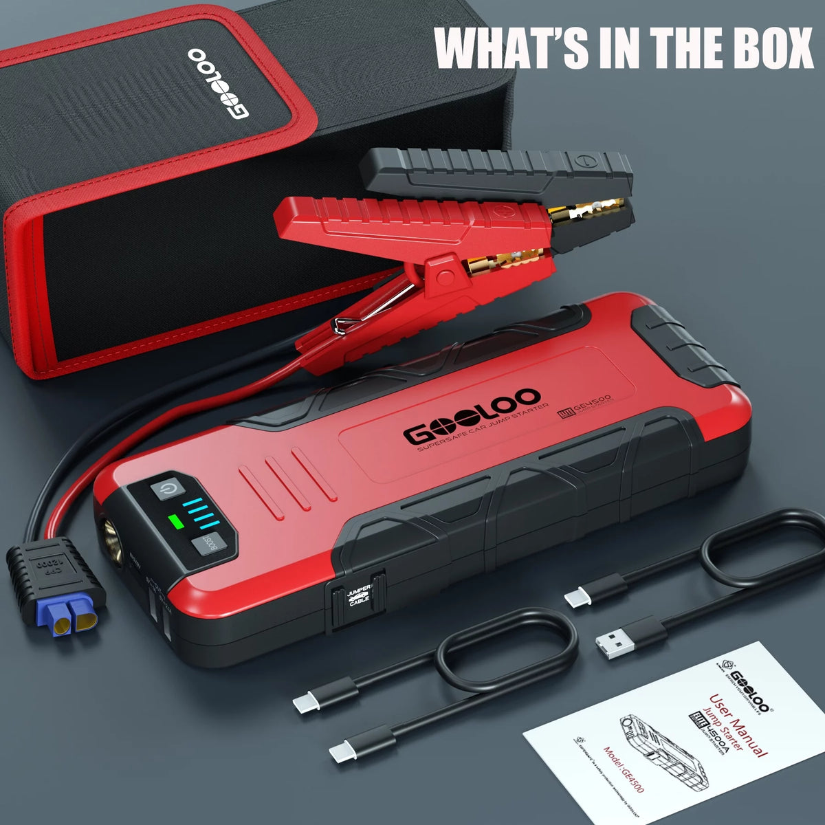 4500A Peak 12V Car Battery Jump Starter with USB Quick Charge R7373