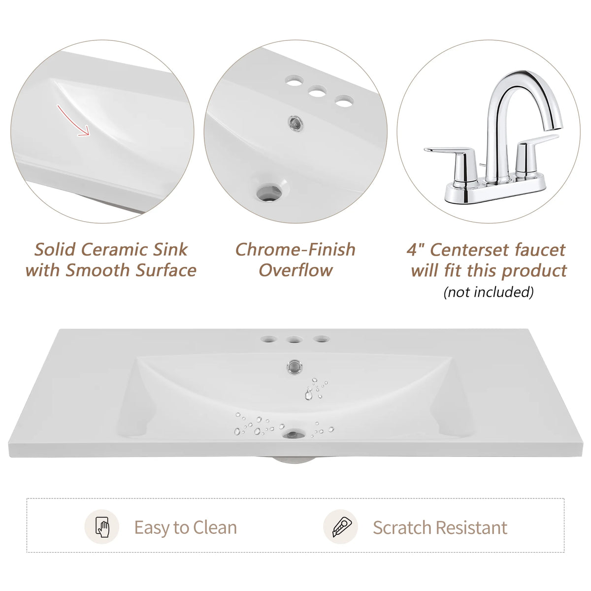 36" White Bathroom Vanity with Ceramic Basin Z2842