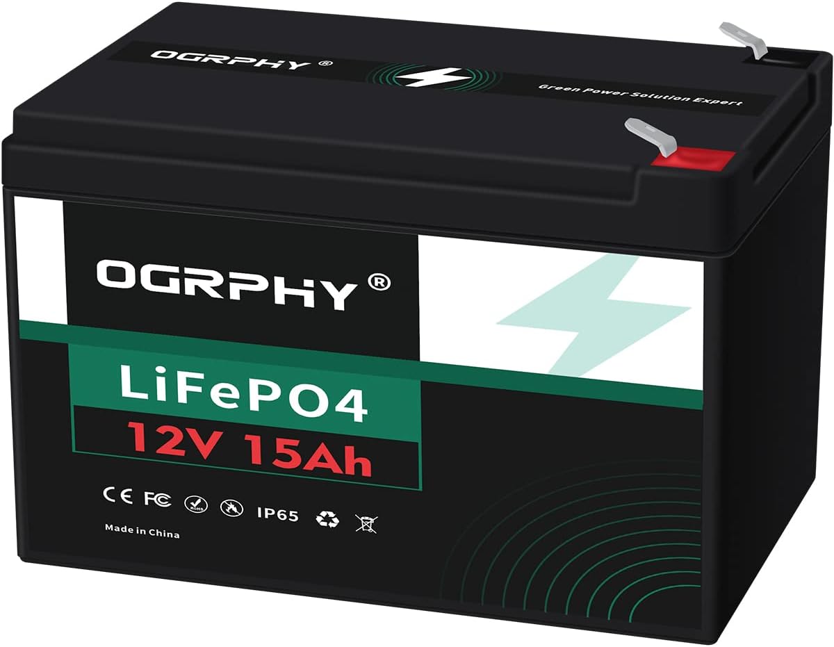 12V 15Ah Lithium Battery with BMS, Pack of 2 B2378