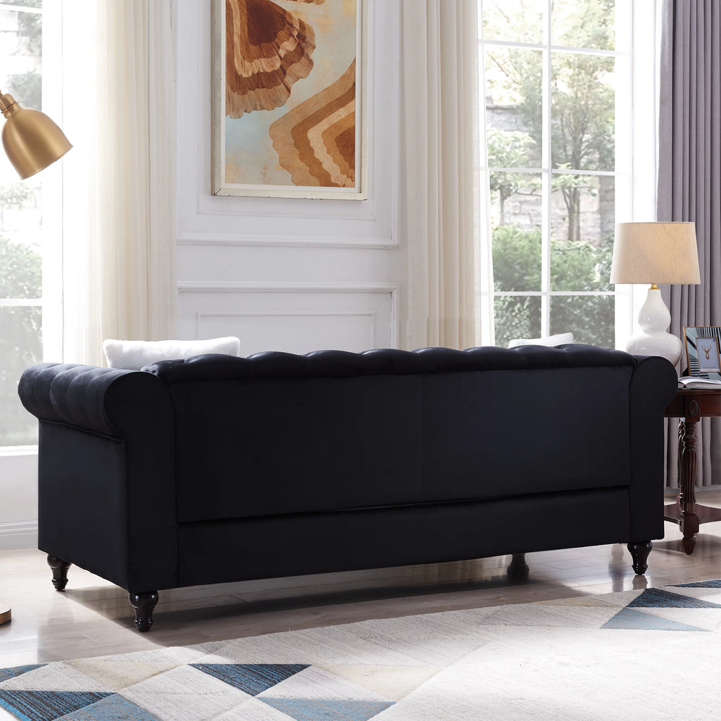 Black 2 Piece Sofa Set with 4 White Pillows B386