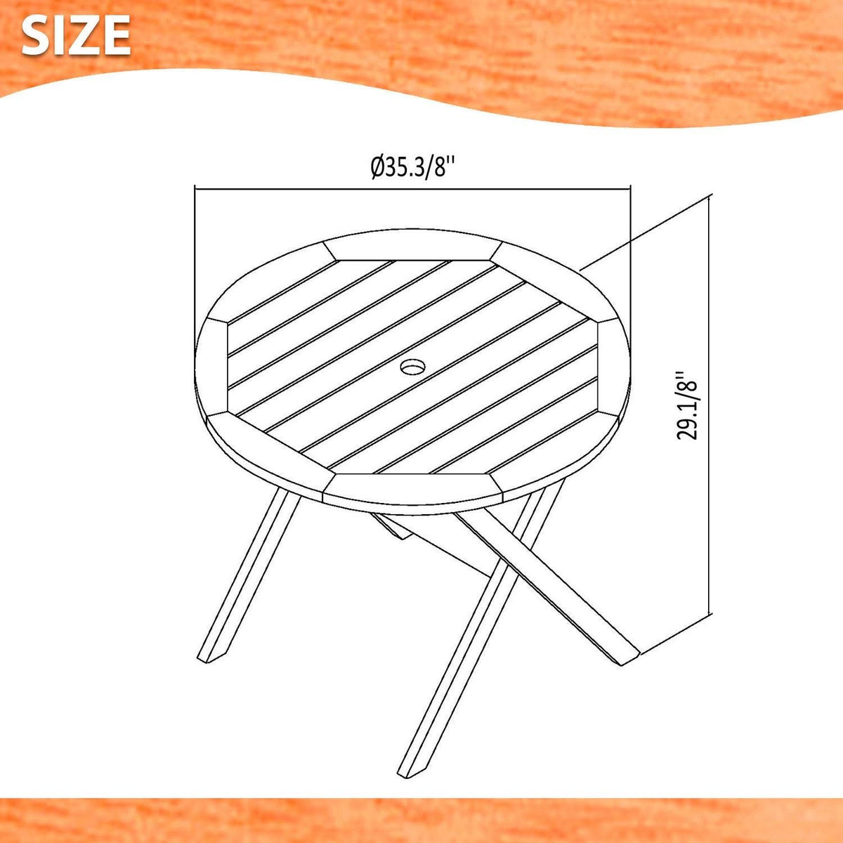 3-Piece Eucalyptus Wood Patio Dining Set S6752