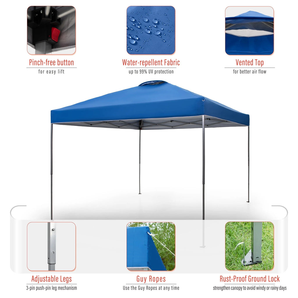 10' x 10' Blue Pop Up Canopy Tent with Wheeled Bag S680
