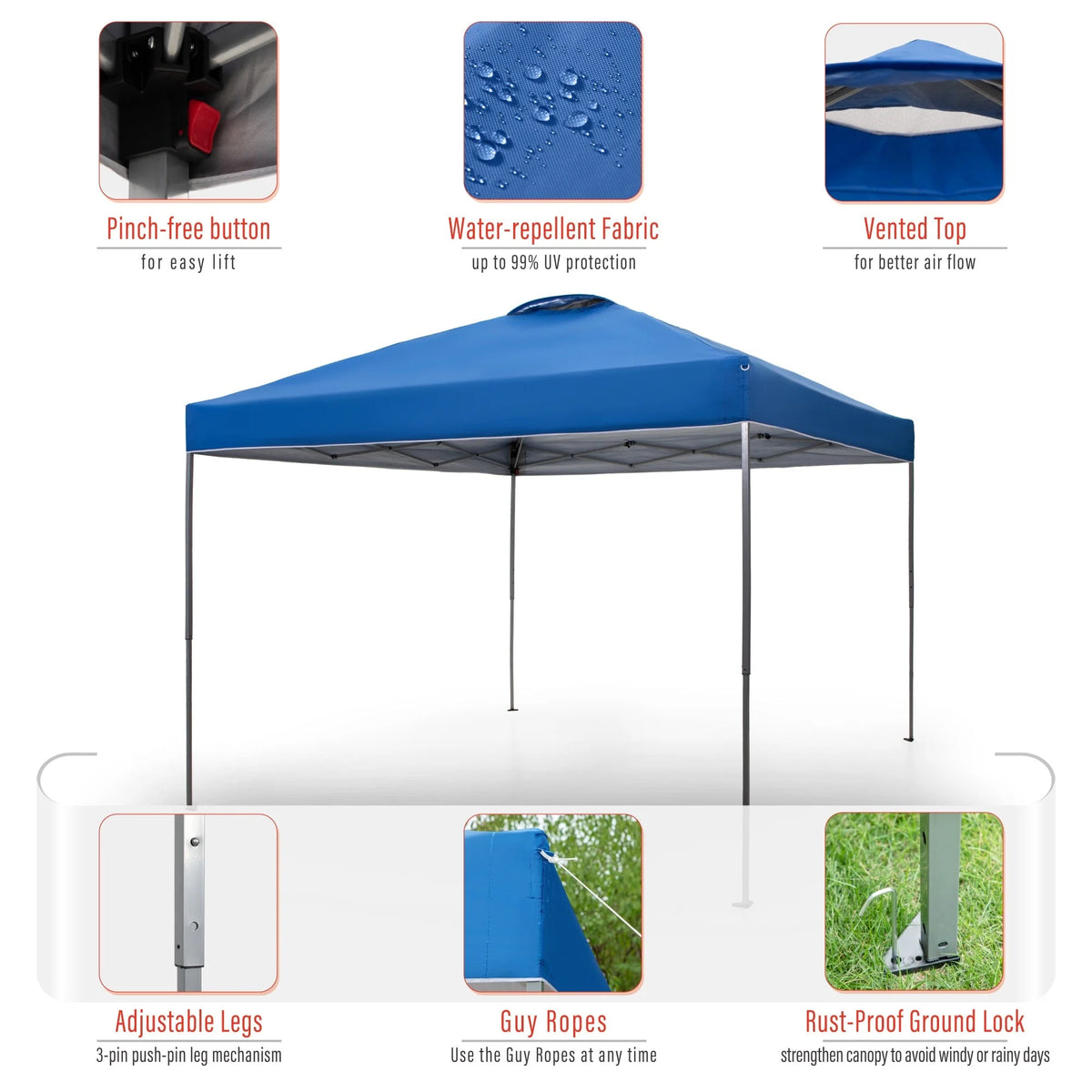 10' x 10' Blue Pop Up Canopy Tent with Wheeled Bag S680
