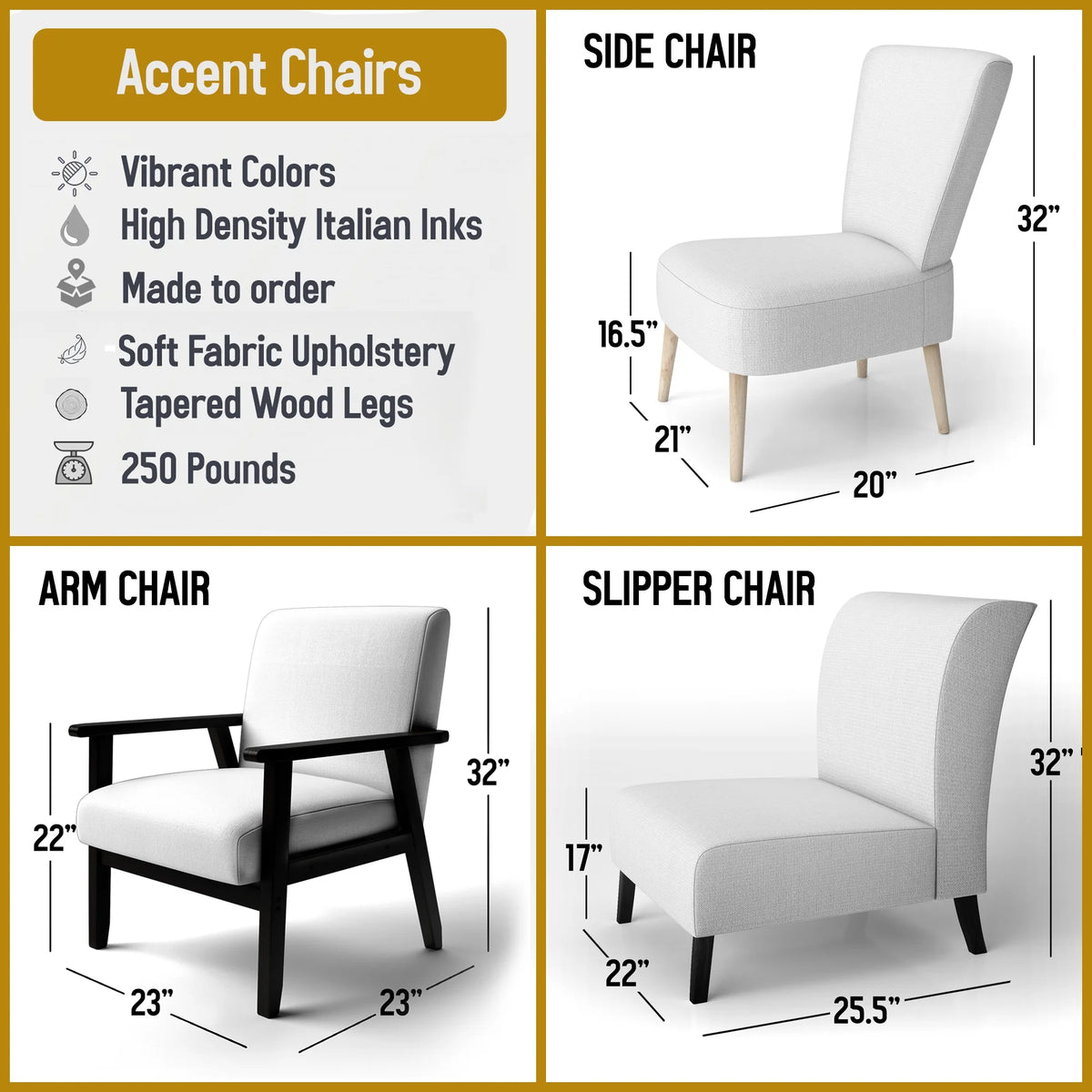 Black and White Striped Pattern Upholstered Accent Chair M337