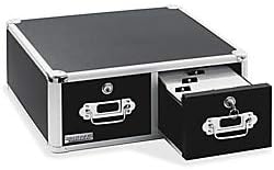 Black 4 x 6 Double Drawer Index Card Cabinet Z107