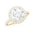 14K Yellow Gold Moissanite Halo Engagement Ring O4482