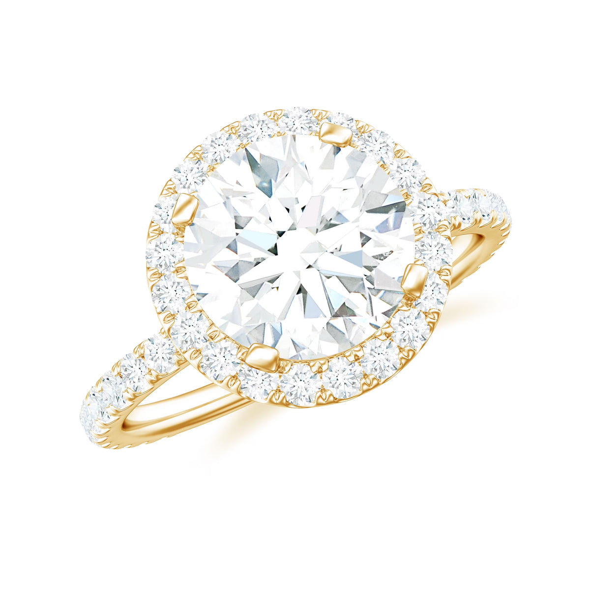 14K Yellow Gold Moissanite Halo Engagement Ring O4482