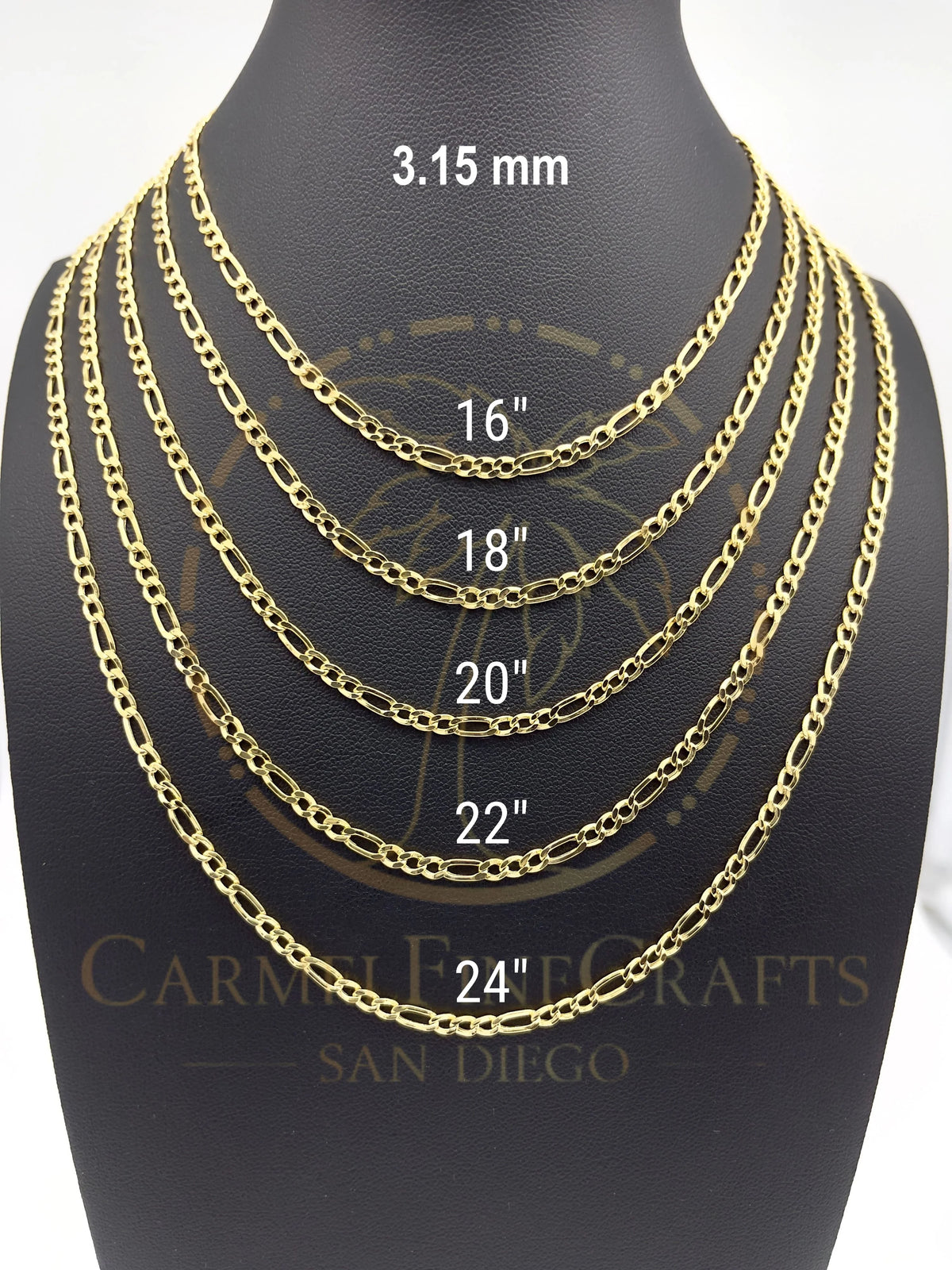 Figaro Link Chain Necklace 16" - 24" A48075