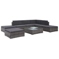 8 Piece Gray Poly Rattan Outdoor Sectional Sofa Set with Ottoman and Coffee Table F763