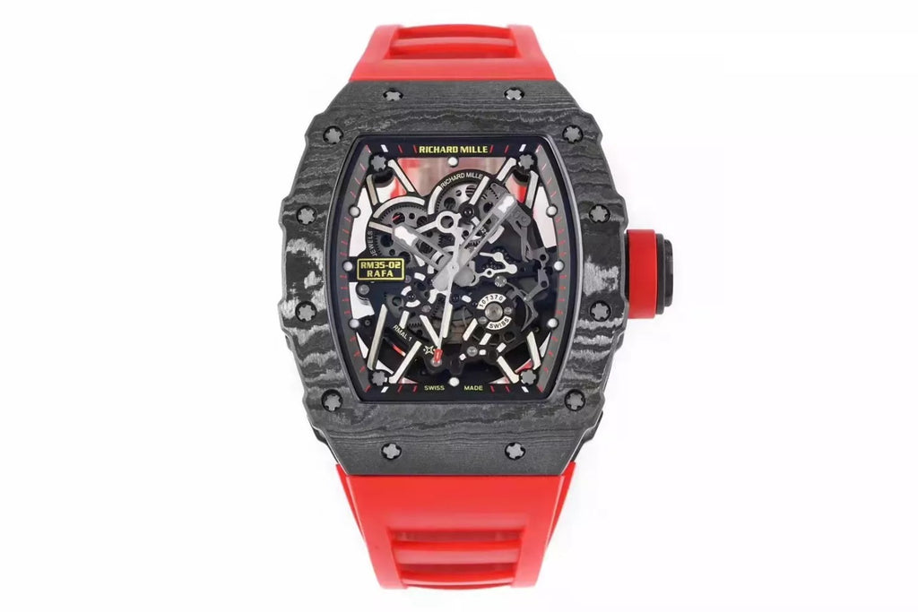 Black Bezel Red Markers Red Rubber Strap D4151