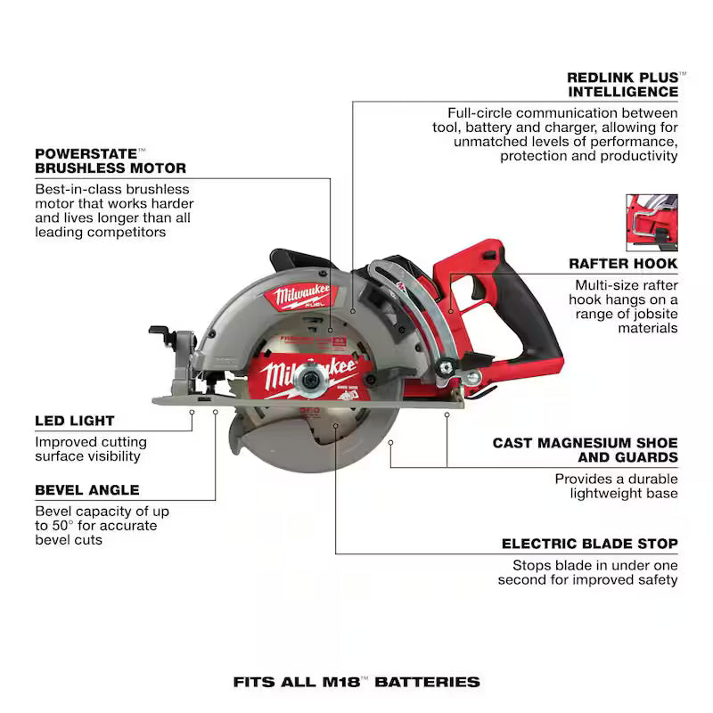 18V Cordless Rear Handle Circular Saw Kit with Battery and Charger U2943