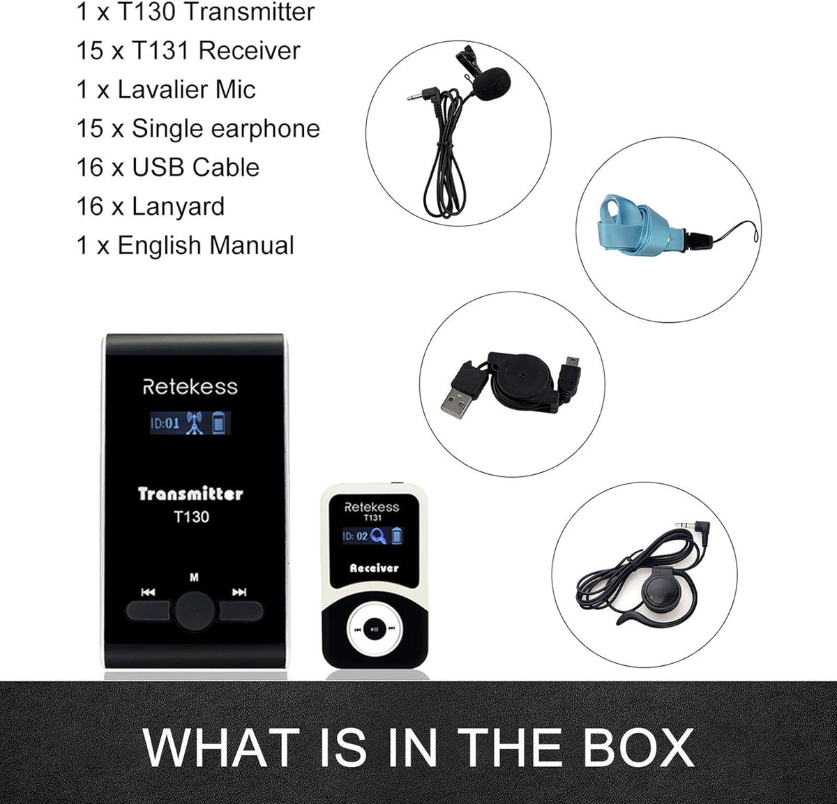 Wireless Tour Guide System Headsets, 99 Channels, Transmitter 15 Receivers V313