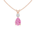 Pink Sapphire Diamond Teardrop Pendant Necklace in 14K Rose Gold E667052