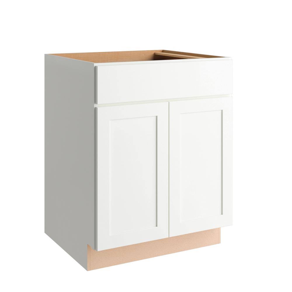 Polar White Finish Laminate Shaker Assembled Base Kitchen Cabinet 27 in. x 34.5 in. x 24 in. H960917