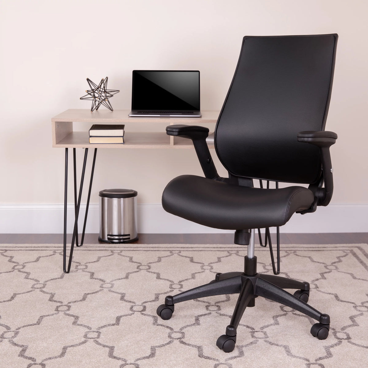 High Back Black Executive Swivel Office Chair with Adjustable Arms H317