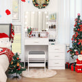 Large White Vanity Table Set with Lighted Mirror and 4 Drawers P70451