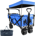 Collapsible Heavy Duty Folding Wagon Cart with Removable Canopy H404757