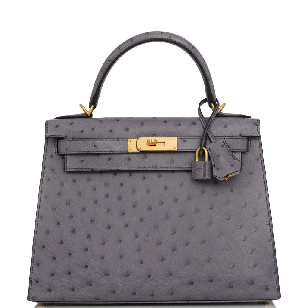 Gris Agate and Gris Perle Ostrich Bag E12723